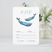 Waterverf blauwe vinvis RSVP Kaartje (Staand voorkant)