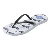 Waterverf blauwe vinvis teenslippers (Schuin)