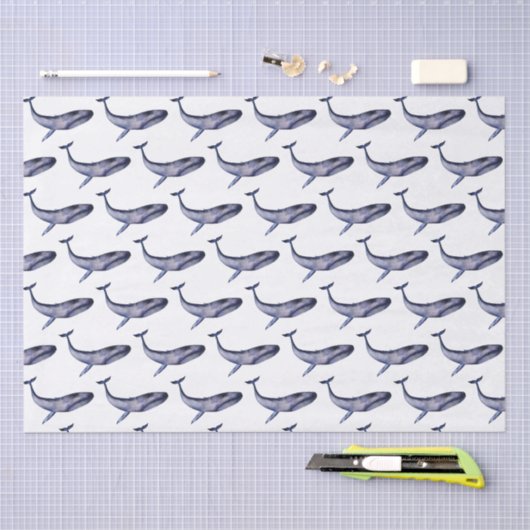 Waterverf blauwe vinvis tissuepapier (Craft)