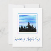 Waterverf Blauwe Violet Sky & Trees Silhouette Kaart (Voorkant)