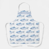 Waterverf blauwe vis kust schort (Voorkant)