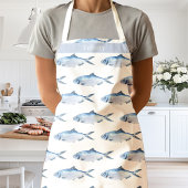 Waterverf blauwe vis kust schort