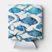 Waterverf blauwe vis | Ocean Coastal Drink Sleeve Blikjeskoeler (Achterkant)