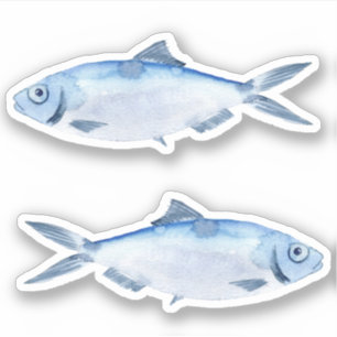 Waterverf Blauwe Vis Vinyl Sticker