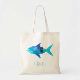 Waterverf Blauwe Vis Zee Life Kinder Gepersonalise Tote Bag