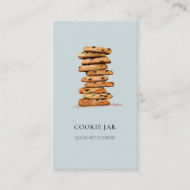 Waterverf blauwe visitekaartje voor cookie bakkeri