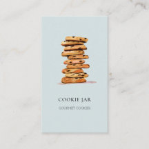 Waterverf blauwe visitekaartje voor cookie bakkeri