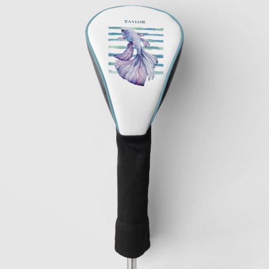 Waterverf BLAUWE VISKUNST, Golfheadcover (Voorkant)