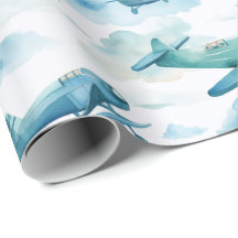 Waterverf Blauwe Vliegtuig Nurseryaankleding, Zach