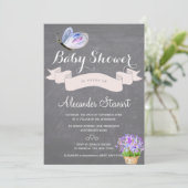 Waterverf Blauwe Vlinder Bloemen baby shower Kaart (Staand voorkant)