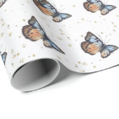 Waterverf blauwe vlinder cadeaupapier (Rol Hoek)