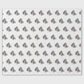 Waterverf blauwe vlinder cadeaupapier (Vlak)