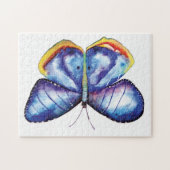 Waterverf blauwe vlinder Foto Puzzle Gift Box Legpuzzel (Horizontaal)