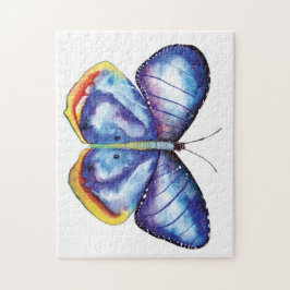 Waterverf blauwe vlinder Foto Puzzle Gift Box Legpuzzel