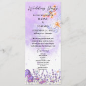 Waterverf Blauwe Vlinder Rustieke Lavendel Paars  Menu (Voorkant)