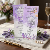 Waterverf Blauwe Vlinder Rustieke Lavendel Paars  Menu