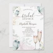 Waterverf Blauwe Vlinders Champagneglas Kaart (Voorkant)