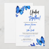 Waterverf blauwe vlinders chique bruiloft kaart (Voorkant / Achterkant)