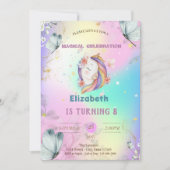 Waterverf Blauwe Vlinders Eenhoring Holografisch  Kaart (Voorkant)