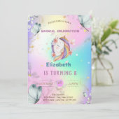 Waterverf Blauwe Vlinders Eenhoring Holografisch  Kaart (Staand voorkant)