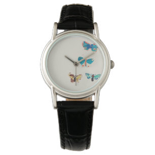 Waterverf  blauwe vlinders. Odilon Redon Horloge