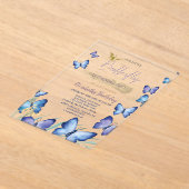 Waterverf Blauwe Vlinders Regenboog Verjaardag Acryl Uitnodigingen (Laagn)