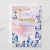 Waterverf Blauwe Vlinders Regenboog Verjaardag Kaart (Voorkant)