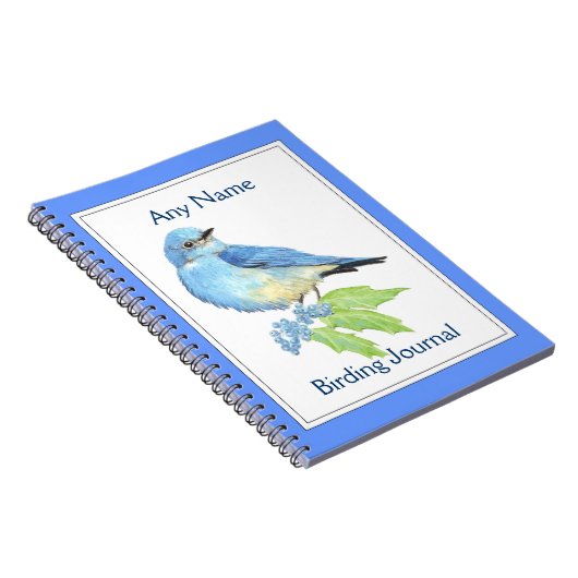 Waterverf Blauwe vogel voor aangepast vogeldagboek Notitieboek (Rechterzijde)