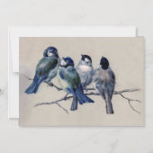 Waterverf blauwe vogels Antiek beroemd schilderen Magnetische Uitnodiging (Voorkant)