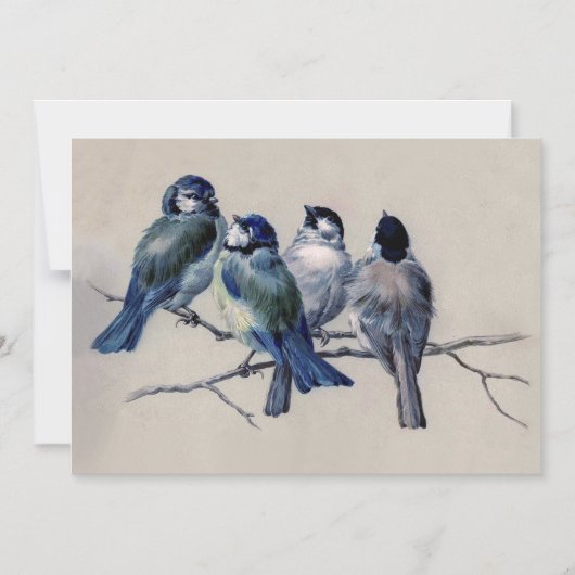 Waterverf blauwe vogels Antiek beroemd schilderen Magnetische Uitnodiging (Voorkant)