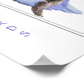 Waterverf Blauwe vogels - Vogelafdrukken Poster (Hoek)