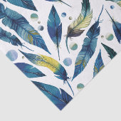 Waterverf blauwe vogelveren patroon tissuepapier (Detail)