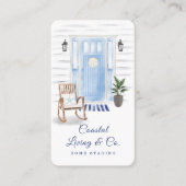 Waterverf Blauwe voordeur voor kuststrook Visitekaartje (Voorkant)