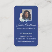 Waterverf Blauwe voordeur voor kuststrook Visitekaartje (Achterkant)