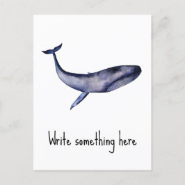 Waterverf blauwe walvis briefkaart