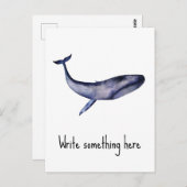 Waterverf blauwe walvis briefkaart (Voorkant / Achterkant)