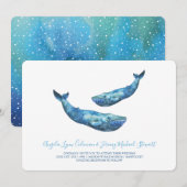 Waterverf blauwe walvis bruiloft 1 kaart (Voorkant / Achterkant)