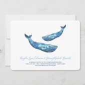 Waterverf blauwe walvis bruiloft 1 kaart (Voorkant)