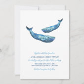 Waterverf blauwe walvis bruiloft kaart (Voorkant)