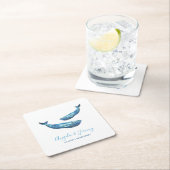 Waterverf blauwe walvis bruiloft kartonnen onderzetters (Insitu)