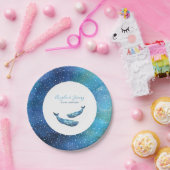 Waterverf blauwe walvis bruiloft papieren bordje (Feest)