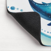 Waterverf Blauwe Walvis & Bubbelstippen Muismat (Hoek)