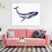 Waterverf blauwe walvis canvas afdruk (Insitu (Woonkamer))
