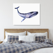 Waterverf blauwe walvis canvas afdruk (Insitu (Slaapkamer))
