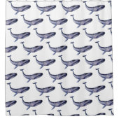 Waterverf blauwe walvis douchegordijn (Voorkant)