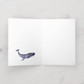 Waterverf blauwe walvis folie wenskaart (Binnenlaag)