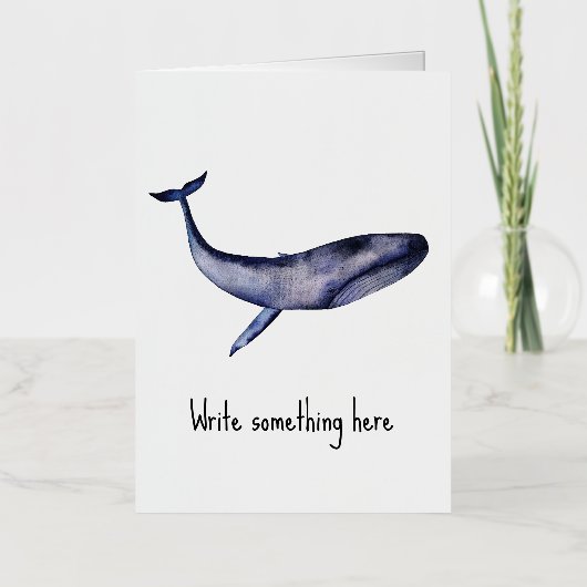 Waterverf blauwe walvis folie wenskaart (Voorkant)