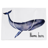 Waterverf blauwe walvis groot cadeauzakje (Voorkant)