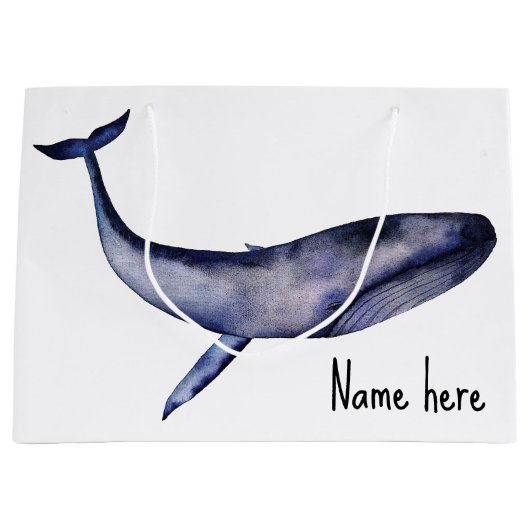 Waterverf blauwe walvis groot cadeauzakje (Voorkant)