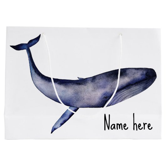 Waterverf blauwe walvis groot cadeauzakje (Achterkant)